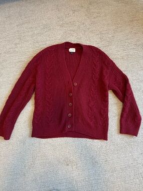 Target Women's Cable-Knit Button Cardigan - Wine
